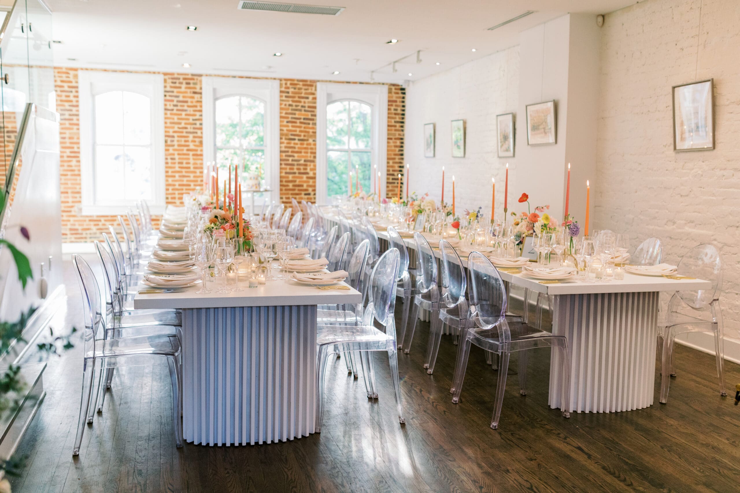 Reception tables at Fathom Gallery 14th Street